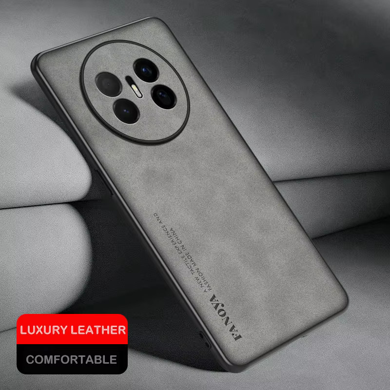 Schutzhülle aus Lammfell-Leder für Huawei Mate 70 Air und Mate 70 Pro in Rot mit Objektivschutz und stoßfester TPU-Stoßstange - Bild 3