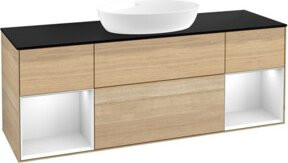 V&B Waschtischunterschrank Finion mit Wandbeleuchtung, Farbe: Weiß lackiert und Eiche, Breite: 160 cm - Bild 1