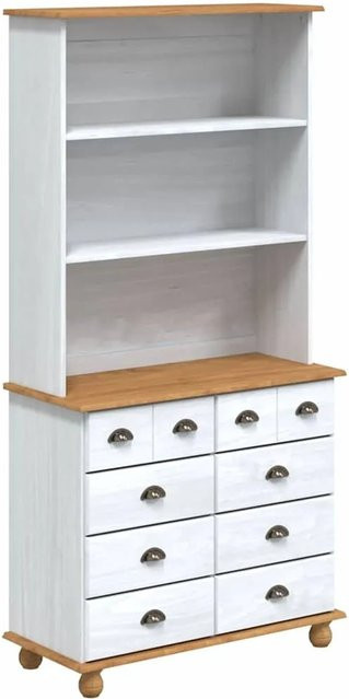 vidaXL Aufsatzschrank ASKIM Weiß aus Massivholz Kiefer mit Türen und Schubladen B/T/H: 91 x 40 x 184 cm - Bild 1