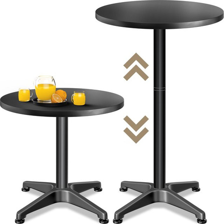 CASARIA Höhenverstellbarer Stehtisch rund aus Aluminium und Edelstahl in Schwarz Ø 60 cm, Höhe: 70 bis 115 cm