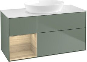 V&B Waschtischunterschrank Finion in Weiß lackiert mit Eichenregal, Breite: 120 cm, Tiefe: 50,1 cm, Höhe: 50,1 cm - Bild 1