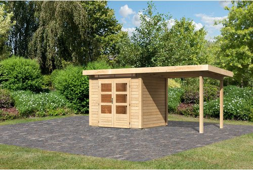 Karibu Gartenhaus Kandern in Braun mit Außenmaßen B: 276 cm, H: 222 cm, T: 232 cm - Bild 1