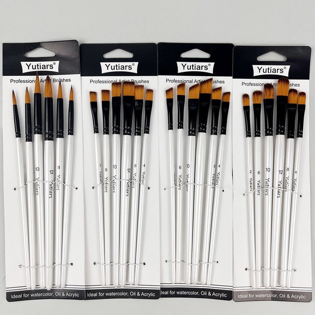 6-teiliges Pinselset für Künstler und Anfänger zur Acryl-, Öl-, Aquarell- und Gouachemalerei - Bild 1