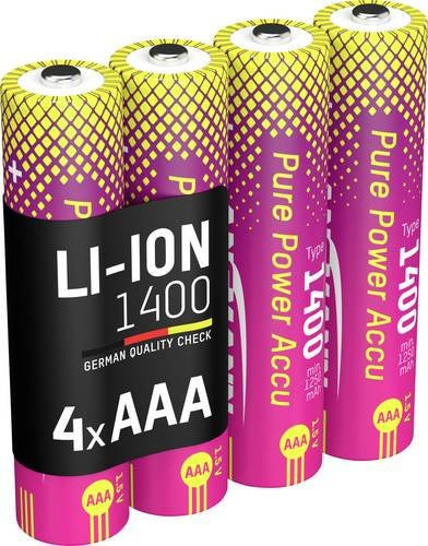 Ansmann Li-Ion Akku Micro AAA Typ 1400 Akku-Set, 1.5V, 1250 mAh, Multicolor - Bild 1
