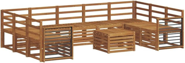 vidaXL 10-teilige Sofagarnitur aus Massivholz Akazie in Braun im U-Shape Design - Bild 1