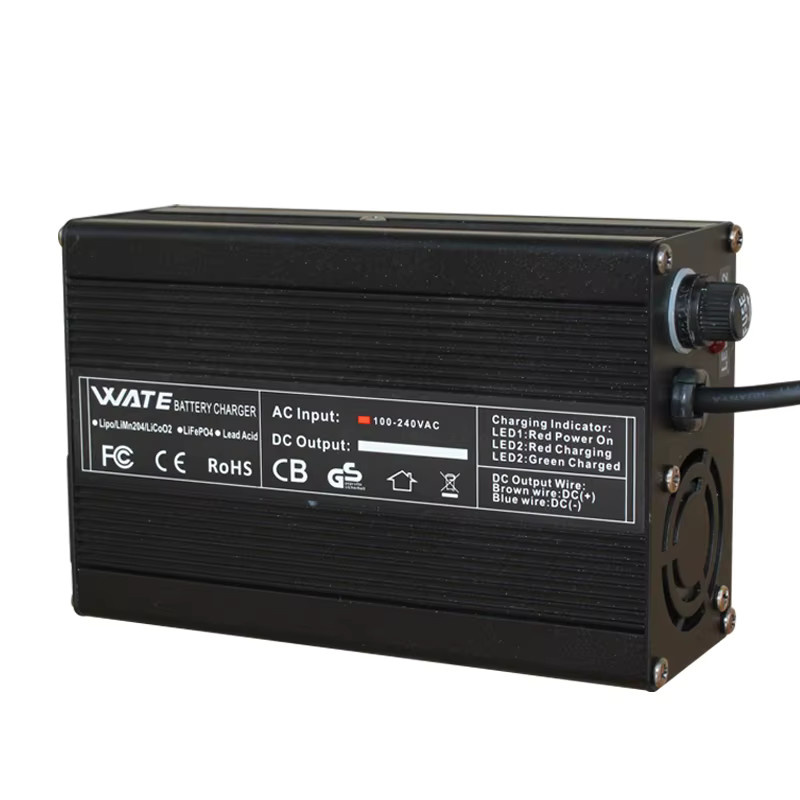 WATE Smart Li-Ion Ladegerät für 16S 59,2 V 60V Batterien, 4A Schnellladegerät aus Aluminium, Schwarz - Bild 2