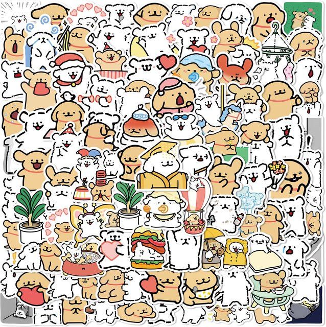 Bandai Cartoon-Hund-Aufkleber, 100-teiliges Set, multicolor - Bild 1