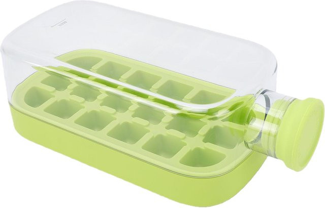 KaiSai Eiswürfelflasche mit Strohhalm und 18 Fächern, 800ml, Grün Beige - Bild 1
