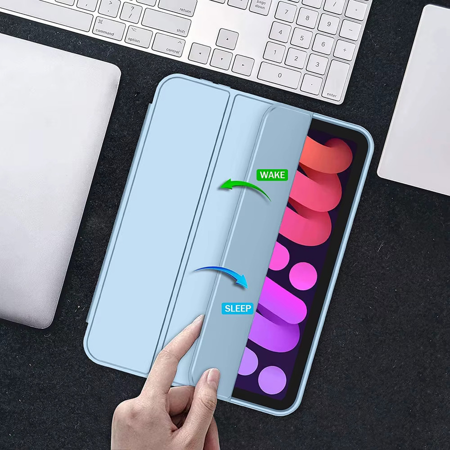 Magnetische Smart Cover Hülle für iPad mini 7 (A17 Pro) und iPad mini 6 (8,3 Zoll) in Blau von tzion - Bild 3