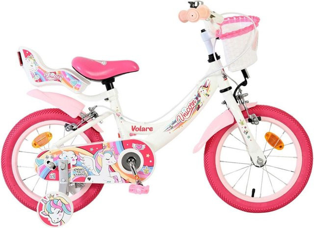 VOLARE Kinderfahrrad Unicorn, 14 Zoll, ohne Rücktrittbremse, weiß - Bild 1
