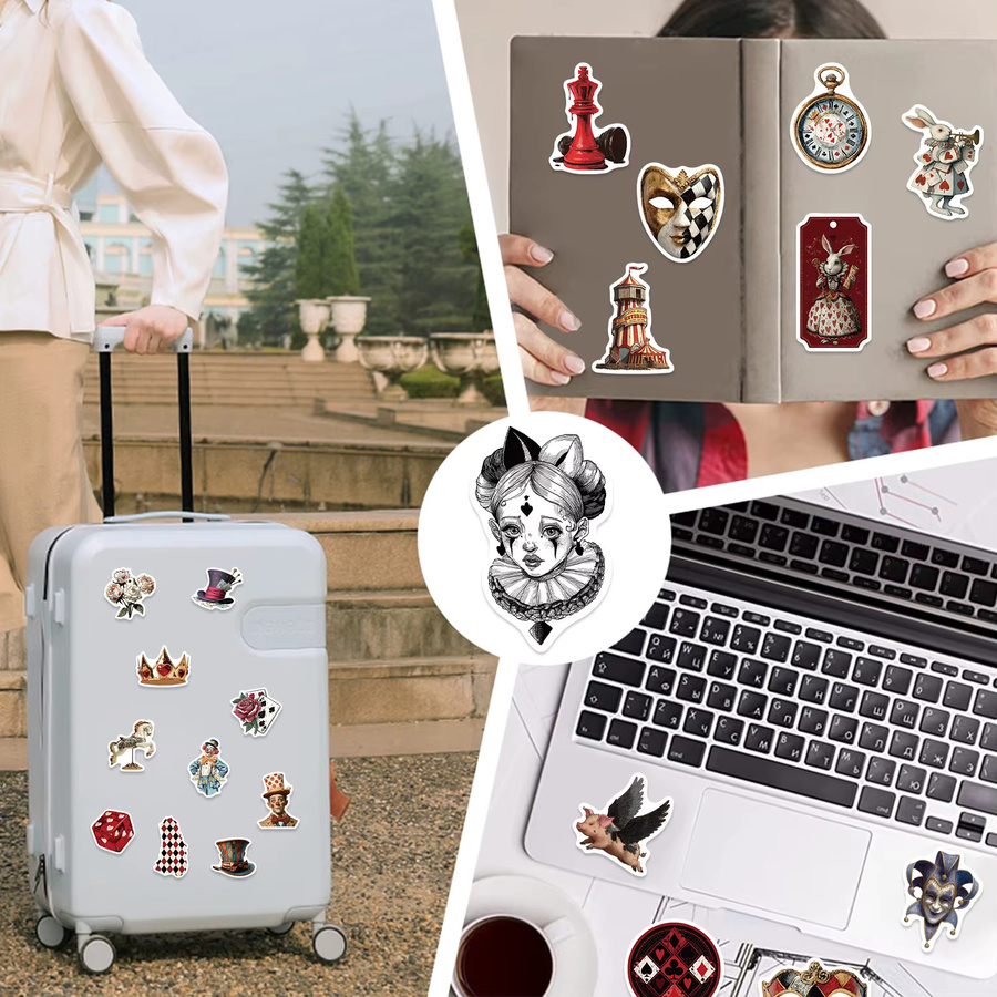 50 Stück Zirkus-Aufkleber mit Clown-Motiven in Multicolour für Laptop, Gepäck und DIY-Projekte - Bild 5