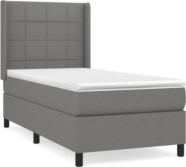 vidaXL Boxspringbett mit Matratze Hybrid-Design Dunkelgrau B: 90 cm, T: 200 cm - Bild 1