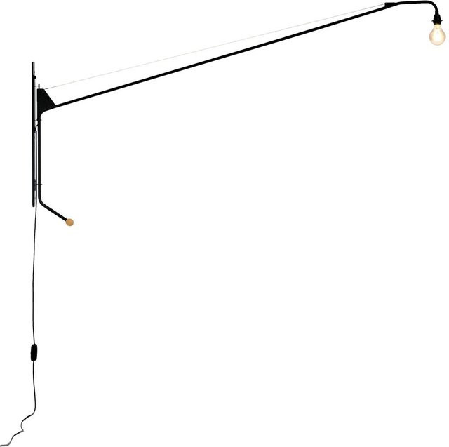 Vitra Potence Wandleuchte aus Stahl und Eichenholz in Schwarz, dimmbar mit Leuchtmittel - Bild 1