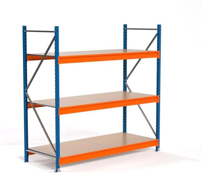 PROREGAL Industrie Weitspannregal MAXIMUS PRO Lagerregal mit 3 Spanplatten-Fachböden, Blau/Orange, H x B x T: 200 x 200 x 80 cm - Bild 1