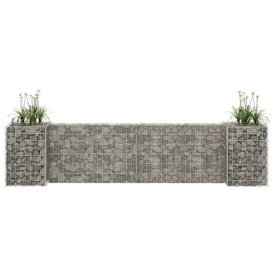 Furnicato H-förmiger Gabionen-Pflanzkorb aus Stahldraht in Silber, B/T/H: 260 x 40 x 60 cm - Bild 2