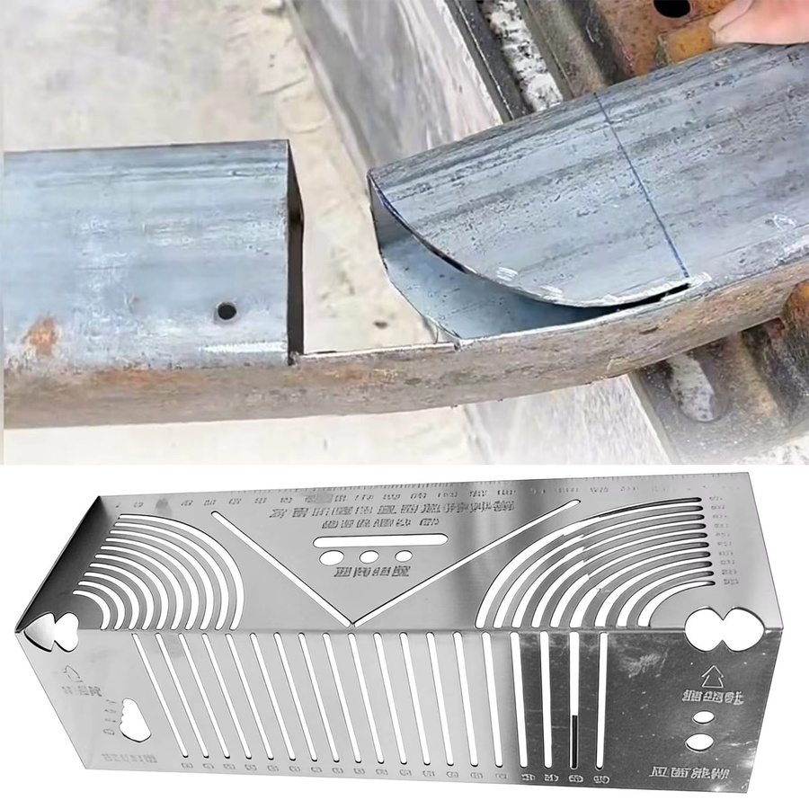 Multifunktionales Bogenwinkel-Markierlineal aus Metall in Silber als 90-Grad-Faltlineal und Ecklineal für präzise Linienzeichnungen - Bild 3