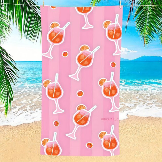 JMG Household Supplies Mikrofaser Strandtuch A-Aperol Spritzs, sandfrei und schnelltrocknend, Farbe: Pink/Mehrfarbig, Breite: 60 cm, Höhe: 35 cm - Bild 1