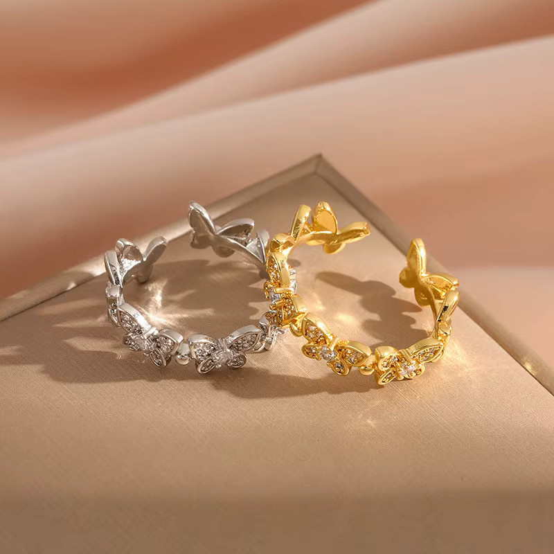 IOGOU Moissanit-Ring, Schmetterlingsform, Diamant, Damen, verstellbar - Bild 2