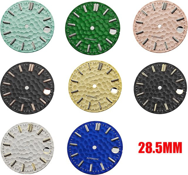 Uhrenzifferblatt CHIICSMART, geometrische Formen, grün, 28,5 mm, NH35/NH36 Uhrwerk - Bild 1