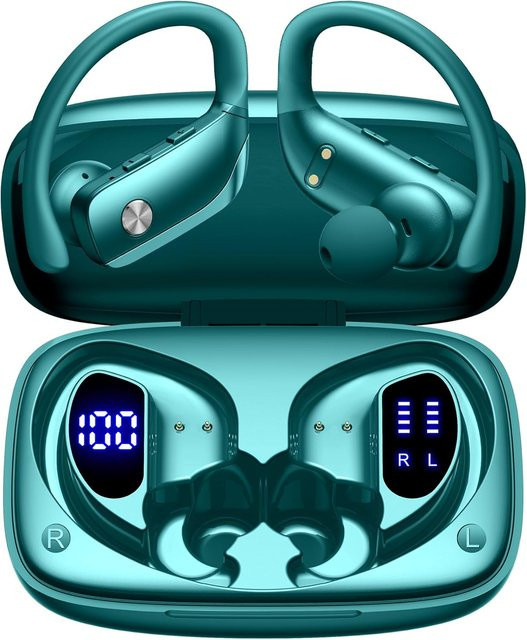 Arikasen Kabellose Over-Ear Bluetooth-Kopfhörer in Schwarz mit 80 Stunden Spielzeit, LED-Display-Etui und Mikrofon für Stereo-Sound - Bild 1