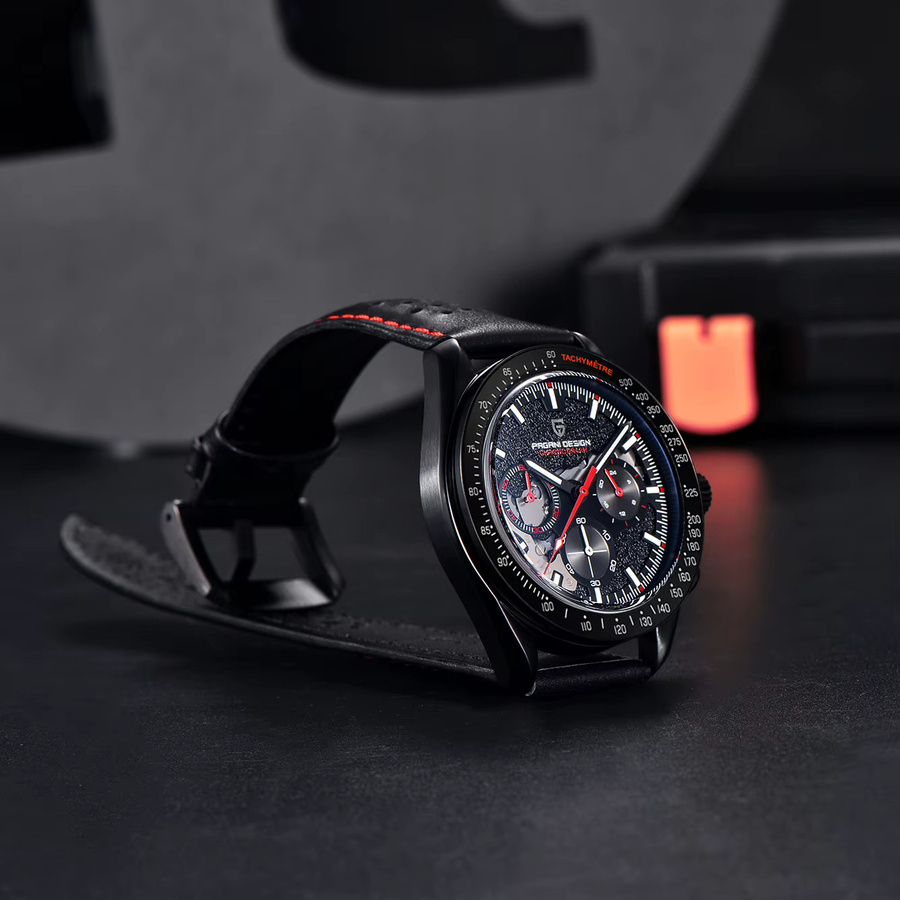 PAGANI DESIGN Chronograph, Quarzuhr, Edelstahl, Saphirglas, Lederarmband, Herren - Bild 2