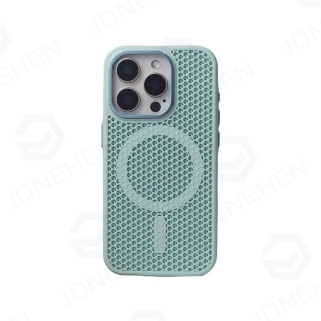 YULIN Magnetische kabellose Ladehülle für iPhone 16 15 14 13 12 Pro Max mit Wärmeableitendem Netz in Grün - Bild 1