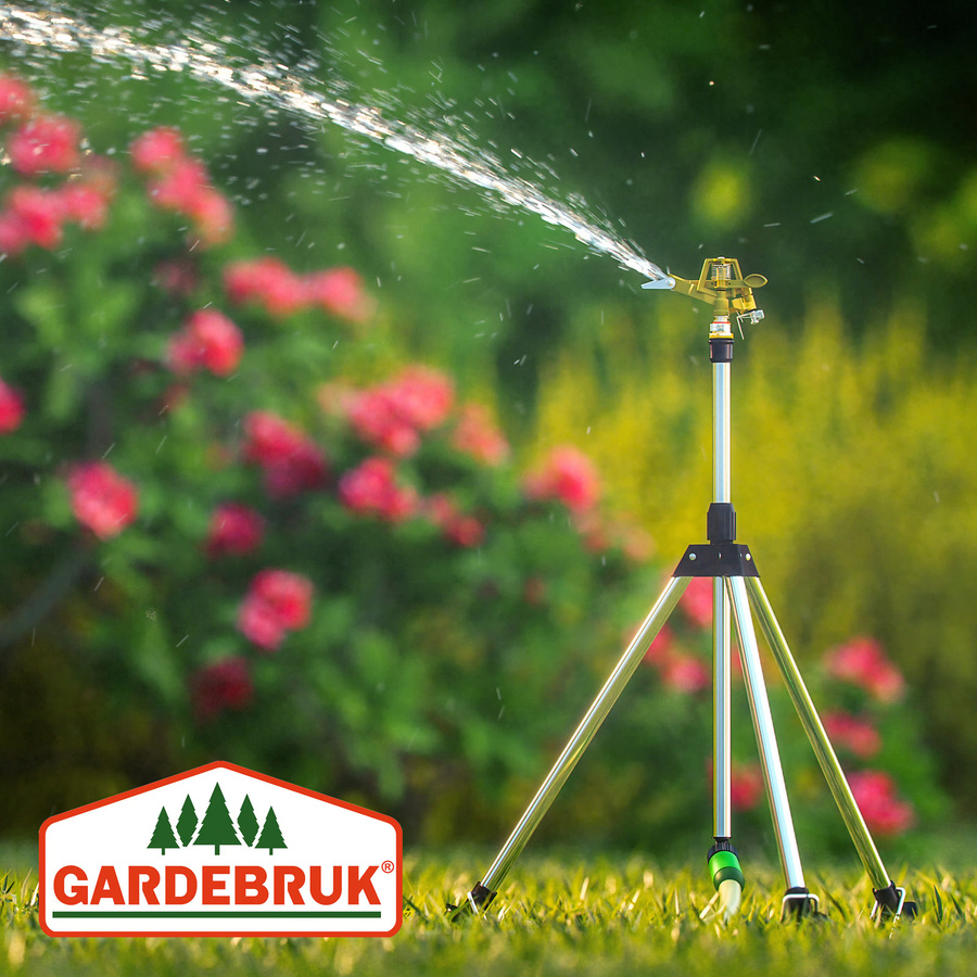 Gardebruk Rasensprenger mit Teleskopstativ und 3 Erdspießen, Sprühbereich 30° - 360°, Mehrfarbig - Bild 2
