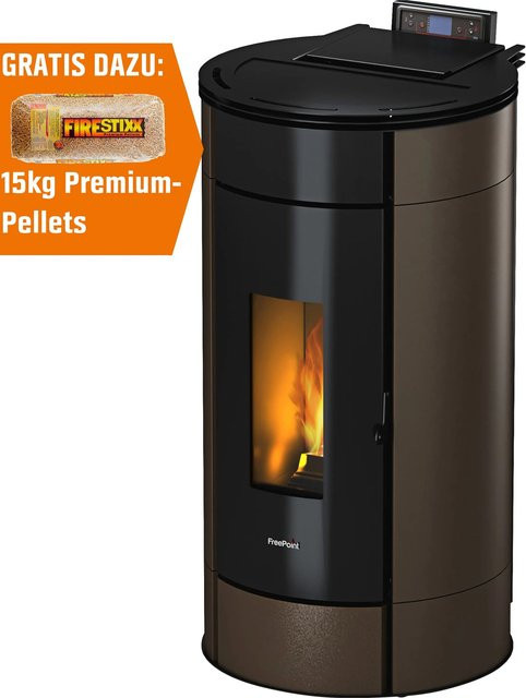 Freepoint Pelletofen Globe in Braun aus Stahl mit 10,5 kW Leistung und WLAN-Funktion - Bild 1