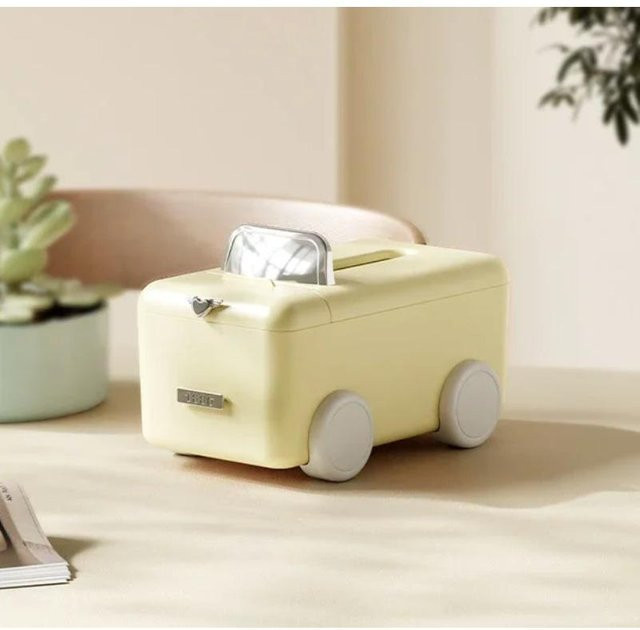 Multifunktionale Taschentuchbox aus Kunststoff in Gelb für Wohnzimmer, Esszimmer und Schreibtisch - Bild 1