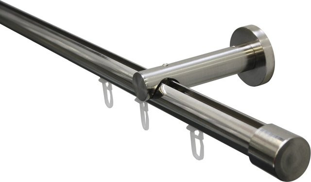Gardinia Gardinenstangen-Set Isa 1-läufig Innenlauf II aus Edelstahl in Silber, Länge: 220 cm, Durchmesser: 20 mm - Bild 1