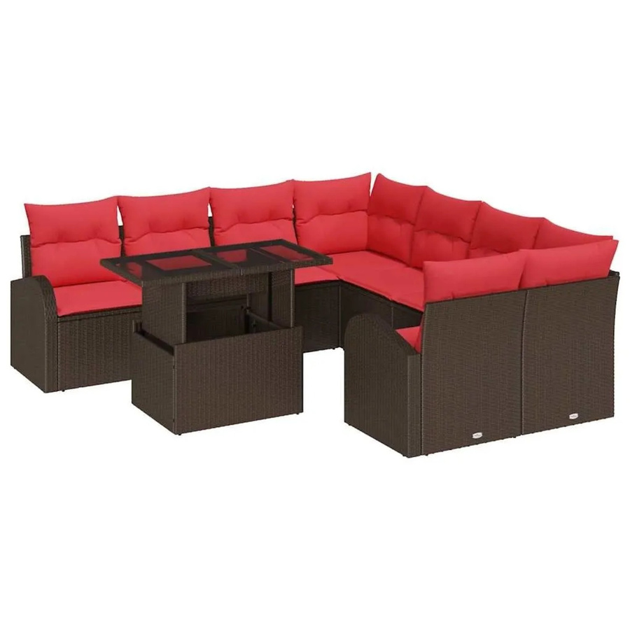 vidaXL Gartensofa-Set aus Poly-Rattan in Braun mit L-Form, Polsterung und integriertem Kissen-Speicher für Garten und Terrasse - Bild 2