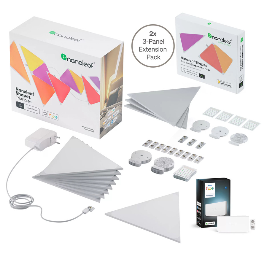 Philips Hue Triangle Starter-Set mit 15 LED-Panels und Wandleuchtenmodul in Weiß - Bild 1