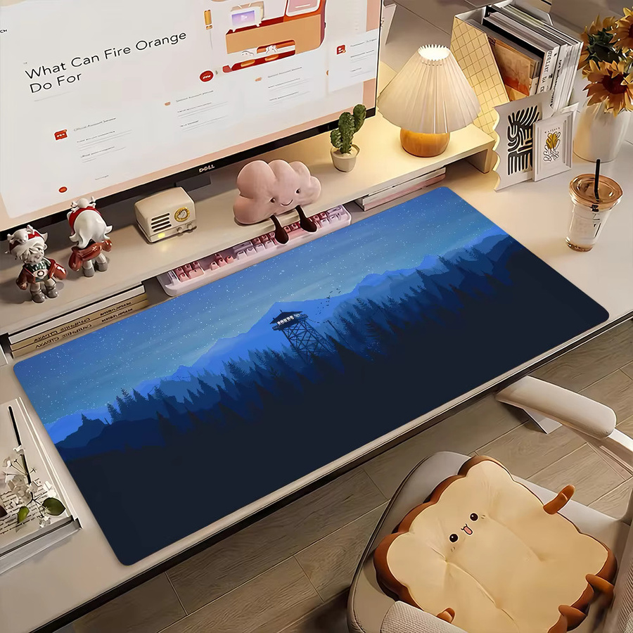 Deep Forest Firewatch Mauspad XXL Schreibtischunterlage Blau rutschfest mit Verriegelungskante für PC und Laptop - Bild 2