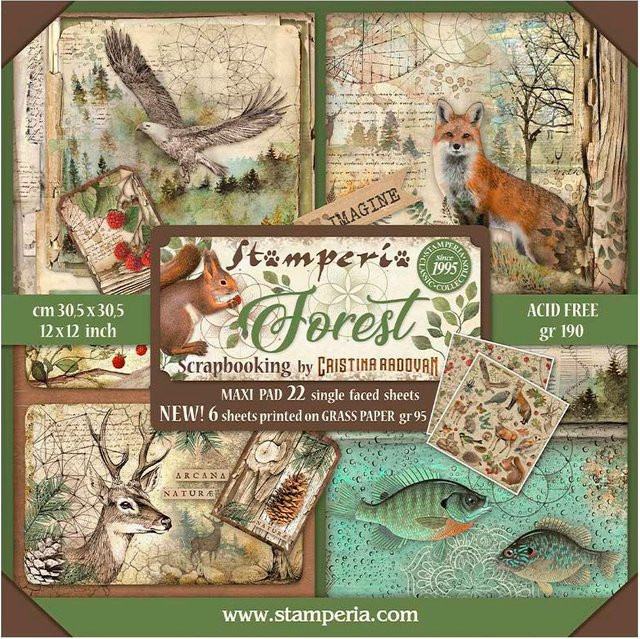 Stamperia Maxi Scrapbook-Block Forest in Multicolor - Bild 1