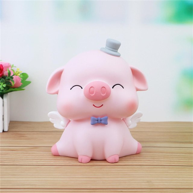 Tooarts Sparschwein in niedlicher Cartoon-Schwein-Form, dekorative Spardose aus Kunststoff für Kinder, Weiß oder Pink - Bild 1