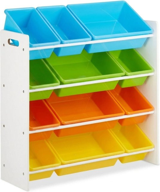 Relaxdays Kinderregal mit Regalboxen in Blau Grün Orange Gelb, B/H/T: 86 x 88 x 31 cm - Bild 1
