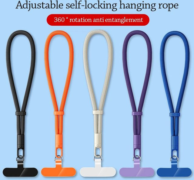 Verstellbares Handy-Lanyard in Orange als universelles Anti-Verlust Handgelenkband aus gewebtem Material - Bild 1