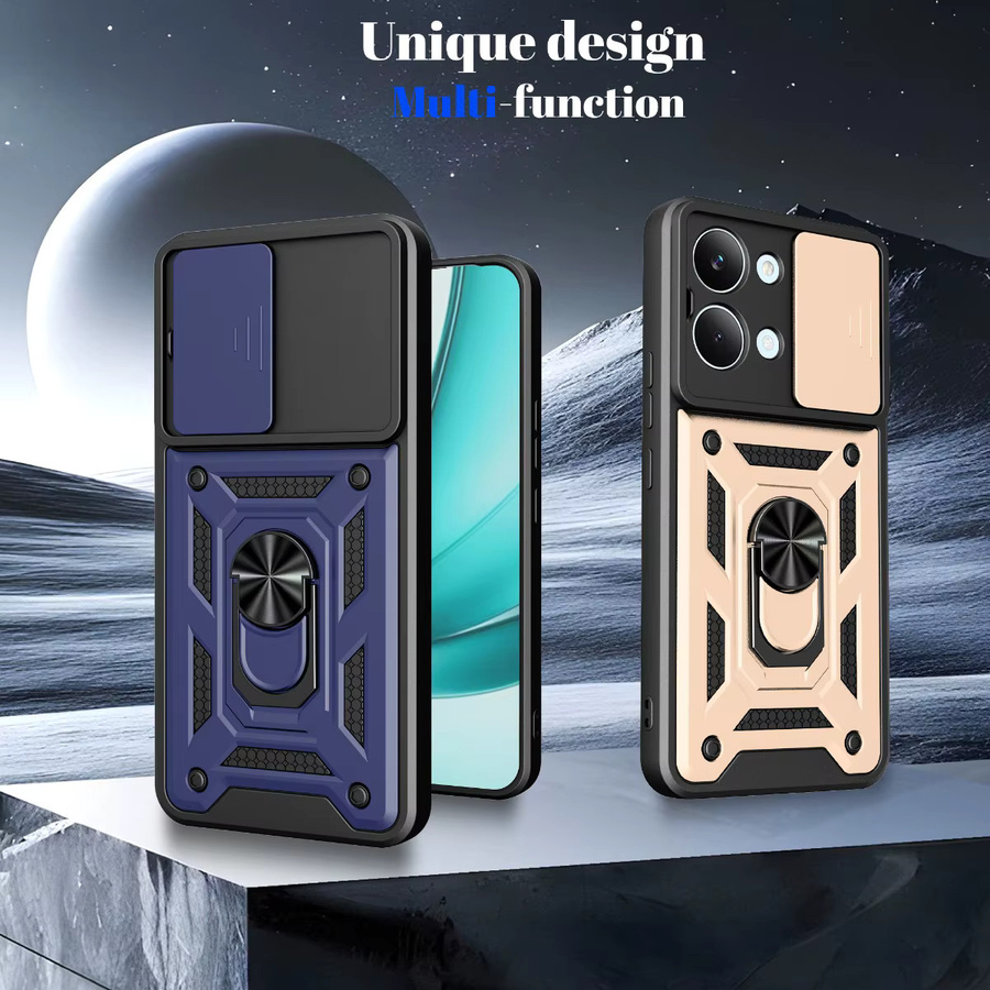 Xiaomi Panzer-Handyhülle mit magnetischem Ringhalter und Schiebe-Kameraschutz für Poco X8 Pro, X7 Pro und X8 Pro Max in Schwarz - Bild 5