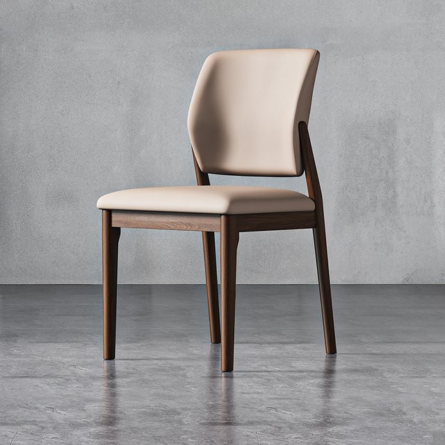 LIUSHADUOLA Massivholzstuhl als Loungesessel und Designerstuhl in Braun und Beige für Wohnzimmer, Schlafzimmer oder Büro - Bild 1