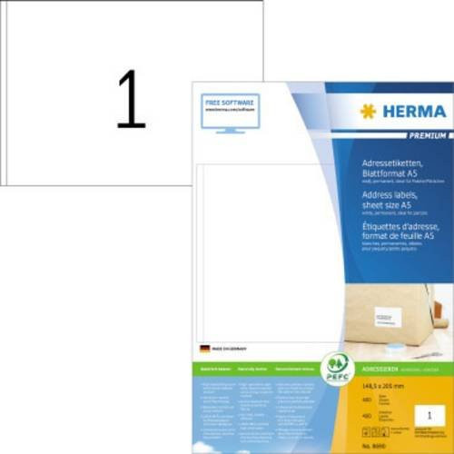 Herma Adress-Etiketten 8690 Weiß, A5, 400 Stück - Bild 1