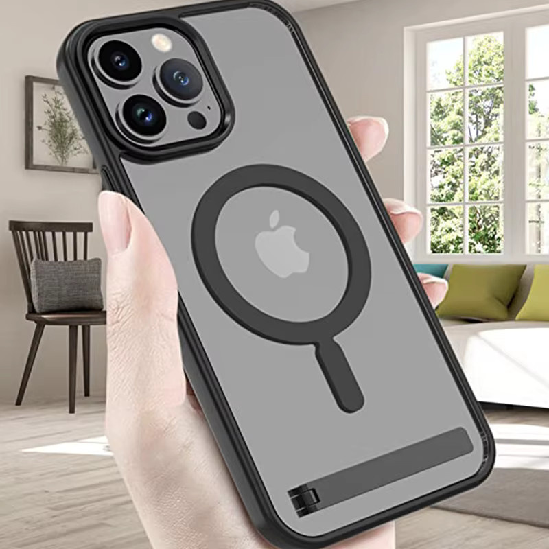 Magnetische Apple iPhone Schutzhülle mit integriertem Ständer in Schwarz - Bild 2