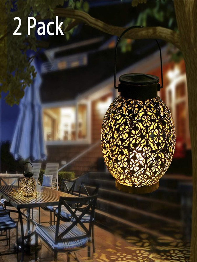 Lamgool Solar LED Camping Laterne in Schwarz mit Luft Projektion für Outdoor und Garten - Bild 2