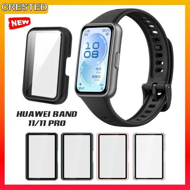 LCAPLE Uhrenzubehör Displayschutzfolie und PC-Stoßfängerschale, Huawei Band 11, Schwarz - Bild 1