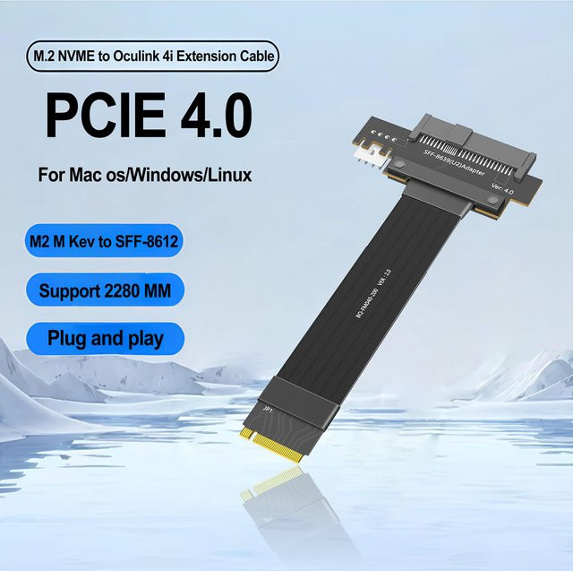 T.F.SKYWINDINTL NGFF M.2 NVMe 4.0 auf U.2 SFF-8639 Adapter Kabel in Schwarz für SSD-Grafikkarten - Bild 1