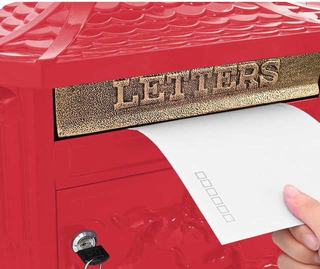 Wandmontierter Briefkasten aus Aluminium von VD Home Furnishing in Rot, B/T/H: 40,5 x 16 x 45 cm - Bild 1