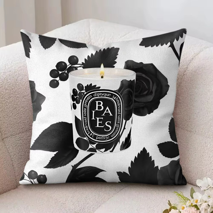 D-Diptyques Kissenbezug aus Kurzplüsch mit floralem Design in Weiß, B/B/H: 30 x 30 x 30 cm - Bild 3