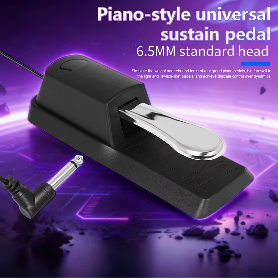 IRIN Sustain-Pedal für elektronische Klaviere und Tastaturen, Universal Dämpfer-Pedal in Schwarz - Bild 5