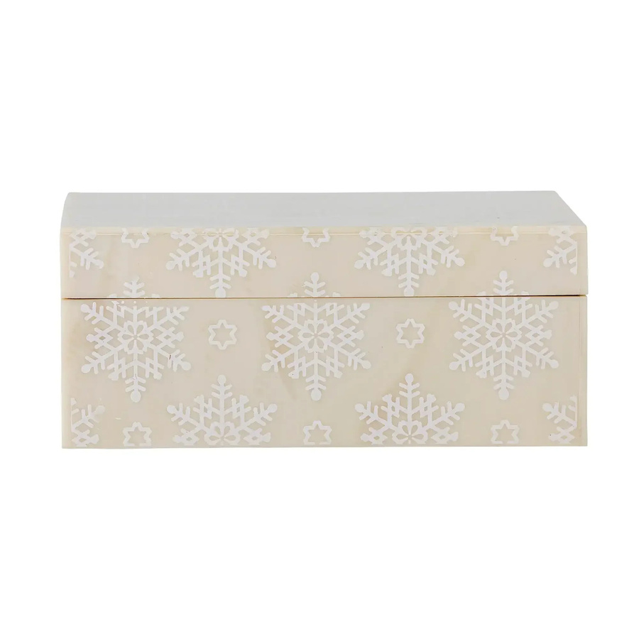 Bloomingville Aufbewahrungsbox Cheri aus Resin in White mit Schneeflockenmuster, B: 13 cm, T: 7,5 cm, H: 1 cm - Bild 1