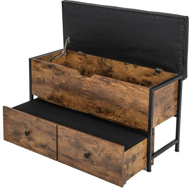 Costway Schuhbank gepolstert in Braun mit 2 Schubladen, B/T/H: 101 x 41 x 58 cm - Bild 1