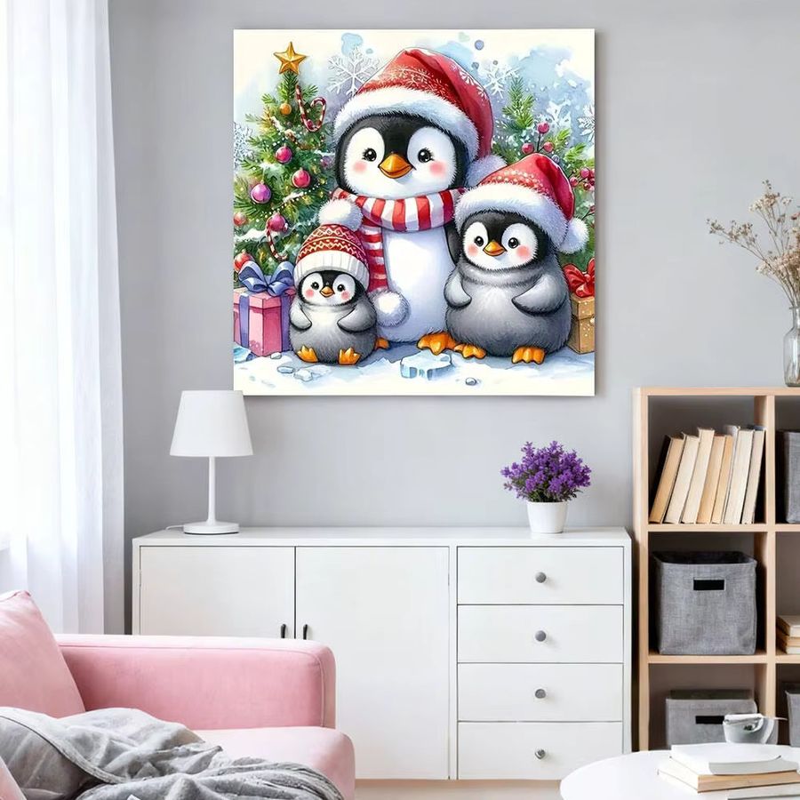 HUACAN Diamant-Mosaik Set Pinguin als Wanddekoration für Weihnachten und Winter mit Full Round Steinen - Bild 2